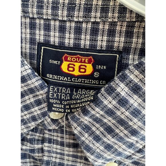 Route 66 Mens Blue Plaid Button-Up Shirt Long Sleeve Durable 100% Cotton Size XL - Picture 2 of 6